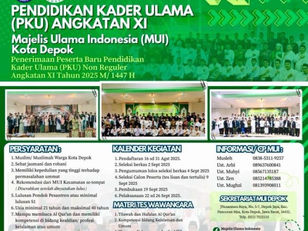 MUI Kota Depok Buka Pendaftaran Pendidikan Kader Ulama (PKU) XI Tahun 2025